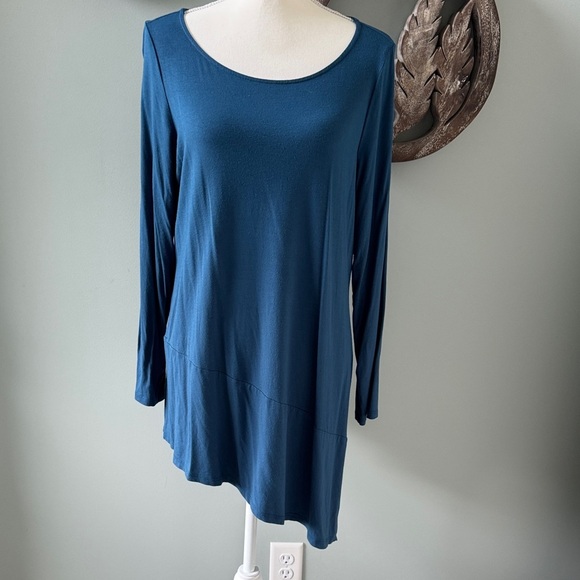 Eileen Fisher Blue Asymmetrical Long Sleeve Tunic XL - Picture 1 of 7